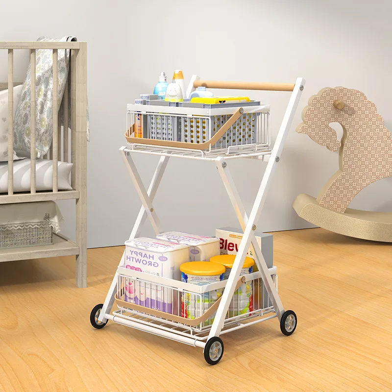 Steel Trolley With Adjustable Commodity Shelf Multifunctional Kitchen Tool Makeup  Movable Bookshelf