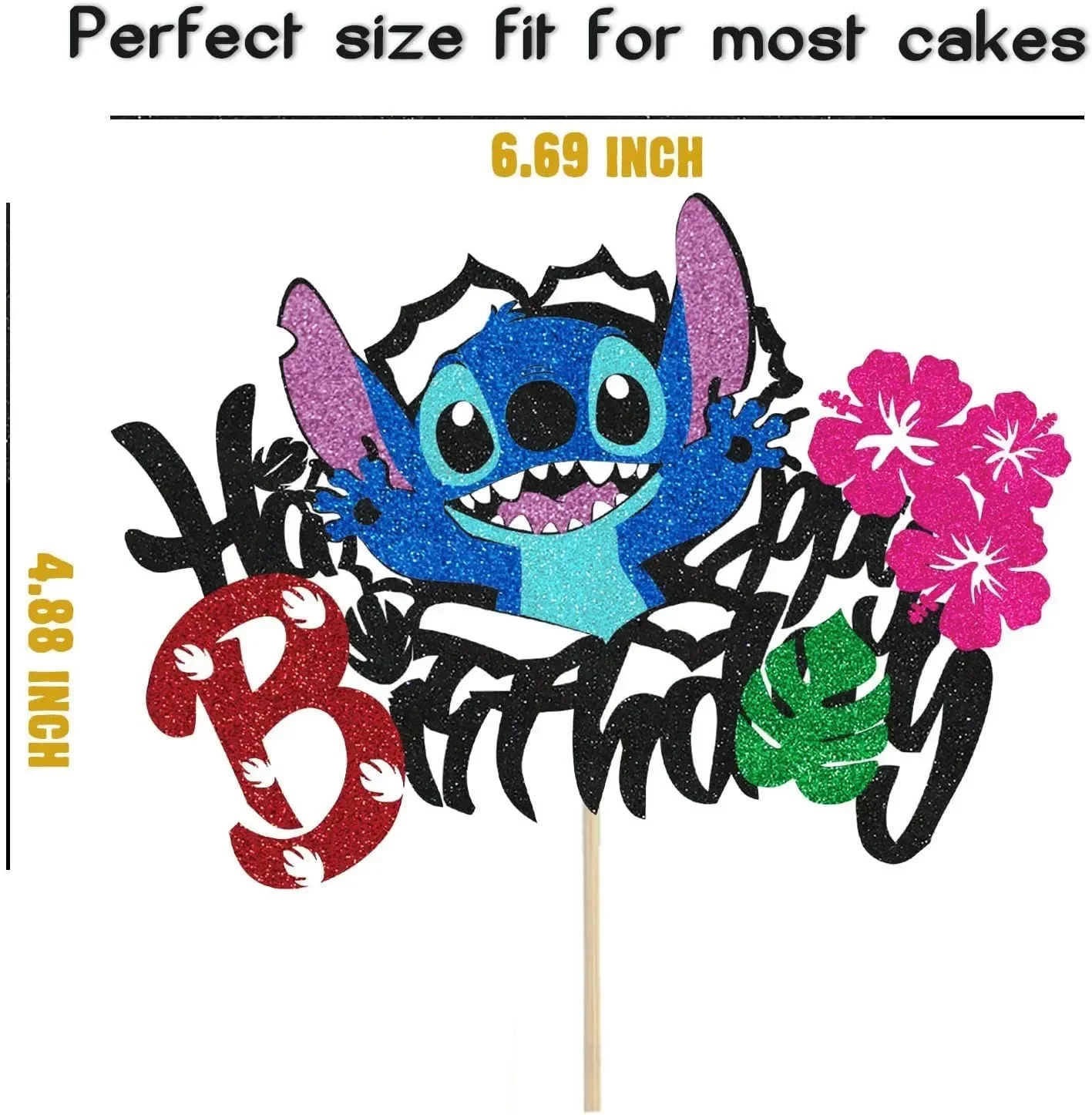 New Disney Stitch Girl\'s Clove Cake Decoration and Pink Stich Happy Birthday Cake Decoration Boy Party Supplies Baby Shower