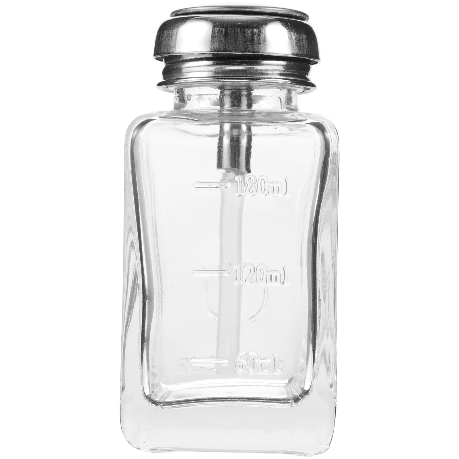 زجاجة مضخة زجاجية شفافة زجاجة فارغة شفافة لإزالة طلاء الأظافر زجاجة ضغط زجاجية موزع زجاجات فارغة مع مضخات