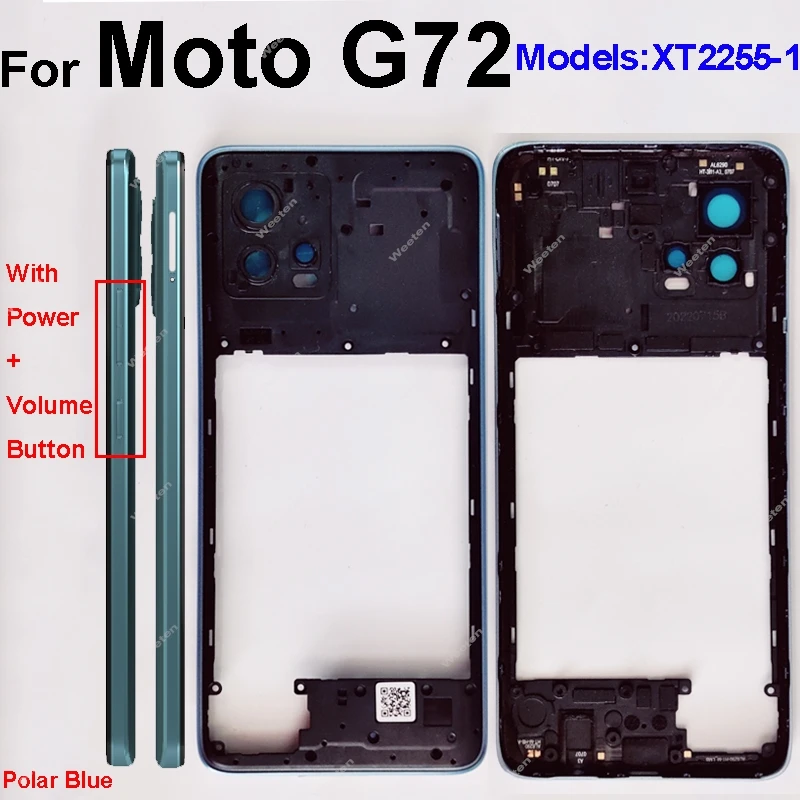 For Motorola MOTO G22 G42 G52 G62 G72 G82 5G Middle Housing Cover Frame Bezel with Lens Glass Frame Parts