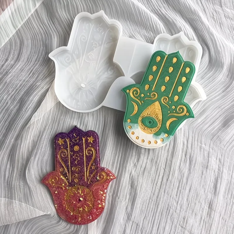 

Набор из 2 форм для Хамсы (Рука Фатимы), формы для амулетов в виде ладони, формы для Хамсы из эпоксидной смолы для подставок под чашки, кулонов, ковриков для чашек