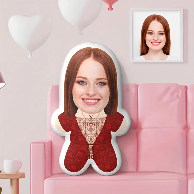 1 customized face portrait photo pillow - customizable picture cushion suitable for birthdays and Valentine's Day - soft plush p