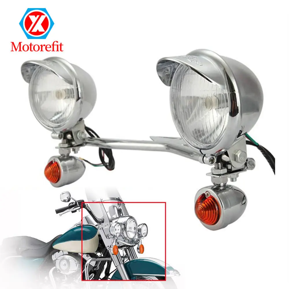 

Heavy Modified Motorcycle Head Light High-bright Headlight With Turn Signals Fog Light Bracket Kit for Motorcycle Motorbike