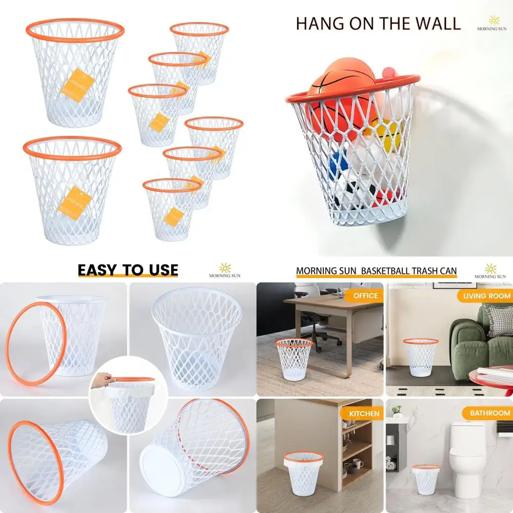 

4.5 Gallon Basketball-Themed Wastebasket with Hoop, Perfect for Office, Bedroom, and Gym