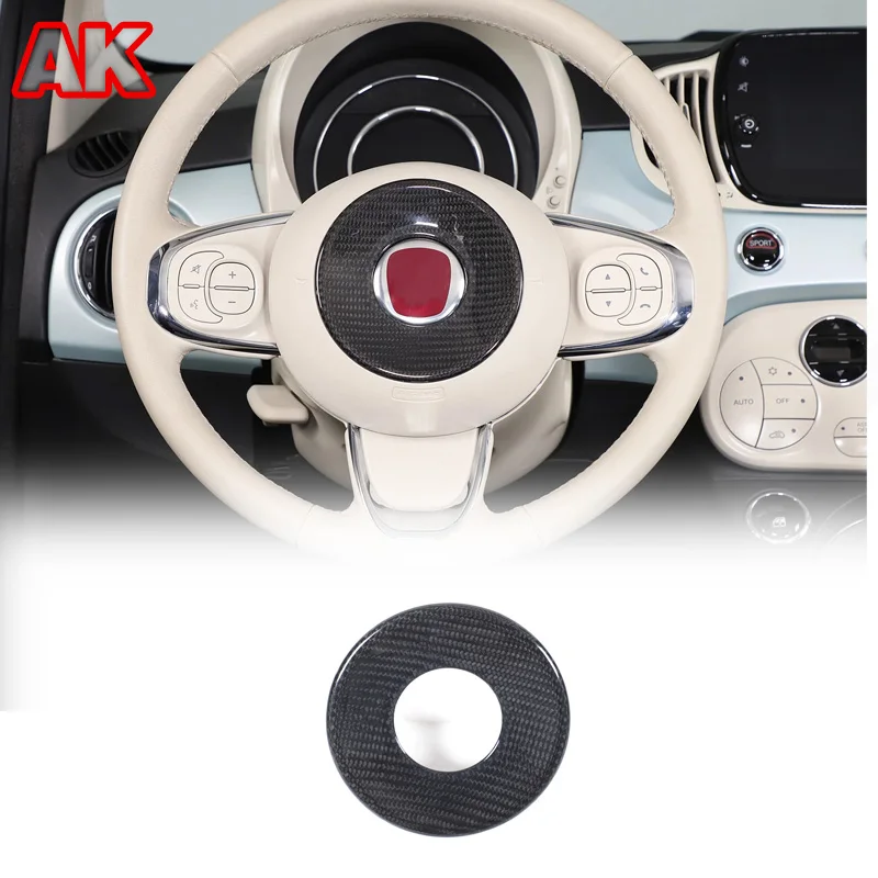 

Для Fiat 500 2021-2023 настоящая крышка эмблемы на руль из углеродного волокна, аксессуары для салона автомобиля