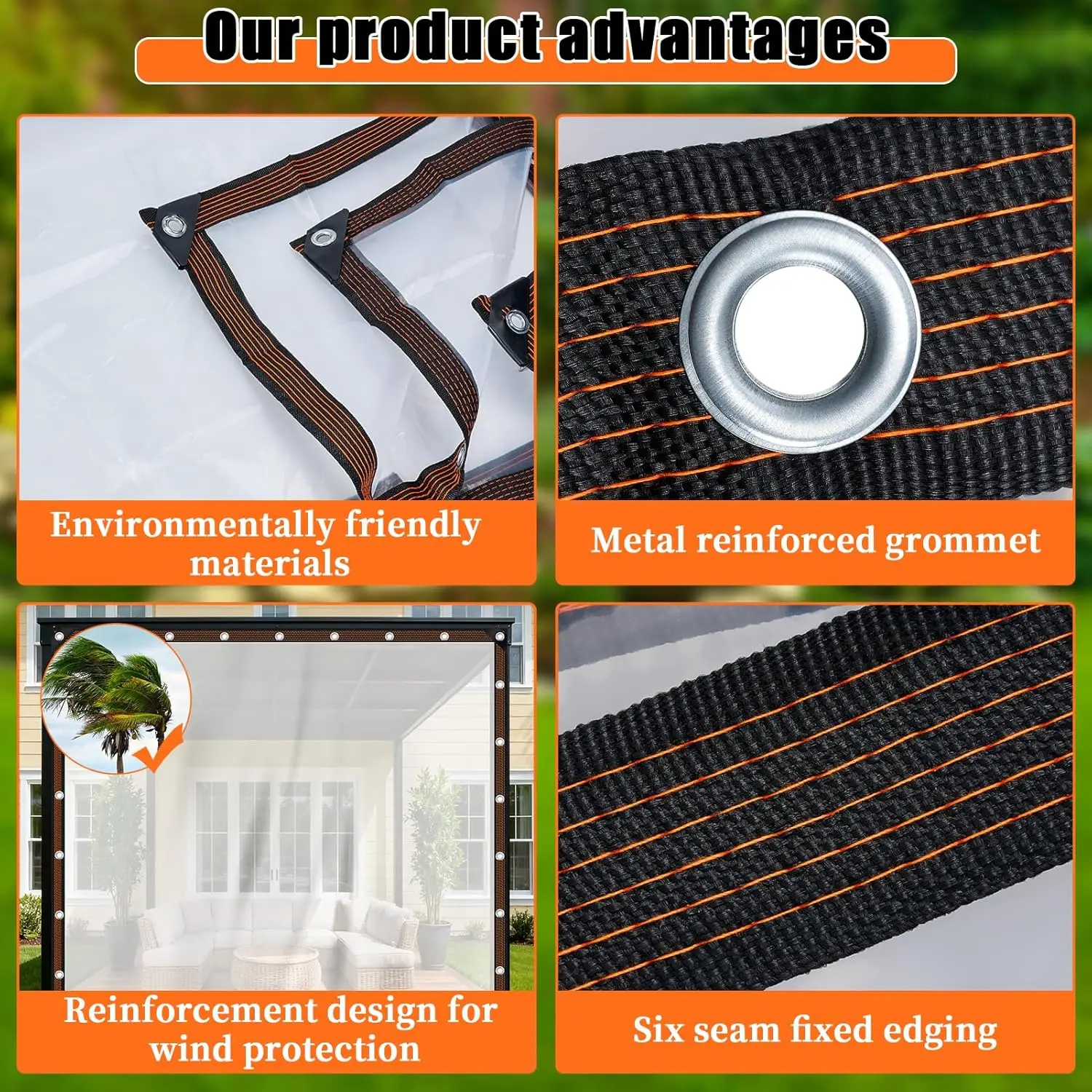 8x16 FT Heavy Duty Clear Waterproof Tarps Outdoor Garden Rainproof Covering,Clear Vinyl Tarp with Grommets,Transparent Water