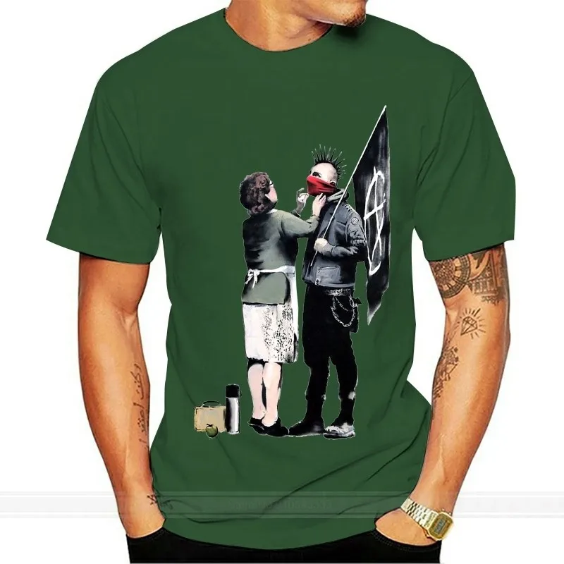 Футболка Бэнкси мама анархико поцелуй художник уличное искусство трафарет Бристоль бренд Мужская мода летняя список модная футболка