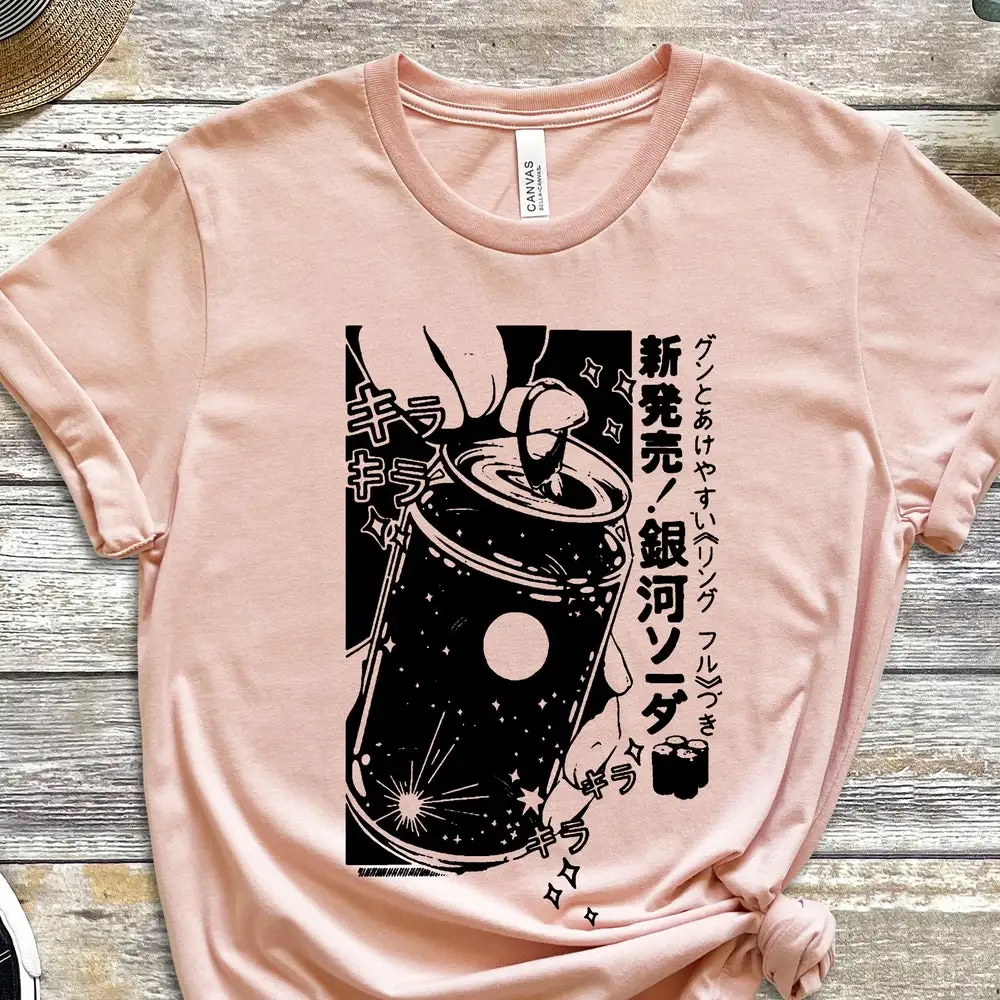 Крутая аниме футболка Манга японские буквы Сода банка рекламный энергетический напиток