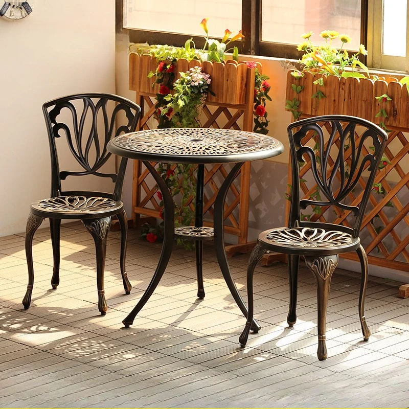 Outdoor courtyard cast aluminum three-five-piece open-air outdoor garden wrought iron table and chair furniture balcony