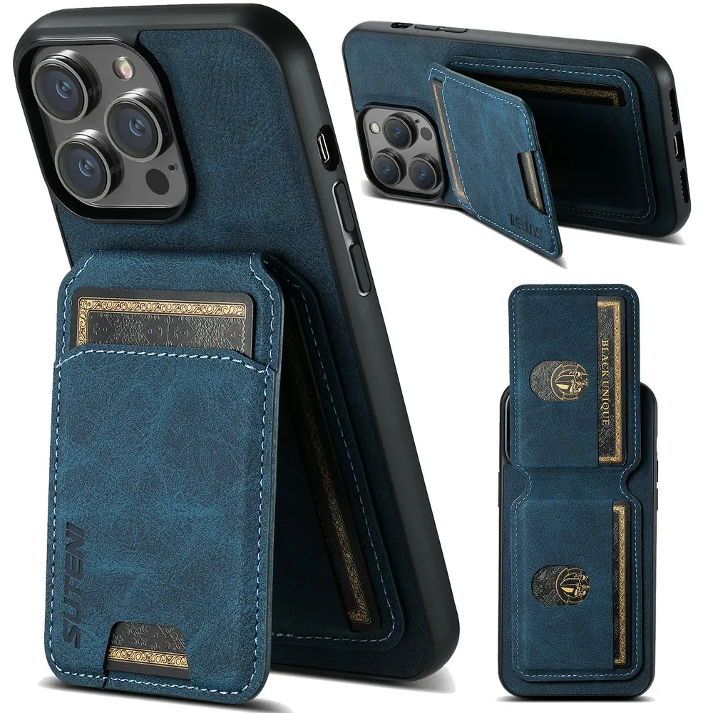 

Back Case For iPhone 17 Air Card Holder Leather Wallet Cover For iPhone 16 Plus 17 15 14 13 12 11 Pro Max Xs Xr X 16E Funda