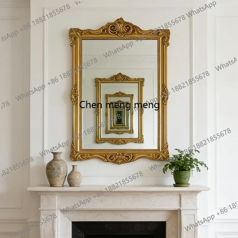 01A European Luxury Bathroom Mirror HD Smart Makeup Mirror Vintage French Living Room Decorative Mirror