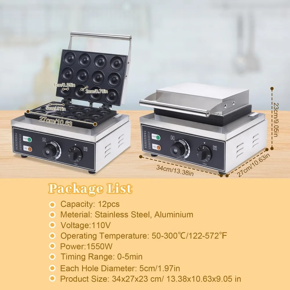 HAOYUNMA-Machine à matrices électrique, machine à gaufres, machine à crêpes, 12 trous, chauffage double face, non statique
