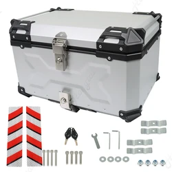 Maletero de aluminio de 65L para motocicleta, caja trasera de viaje de almacenamiento de equipaje impermeable para BMW, Honda, Yamaha y Suzuki