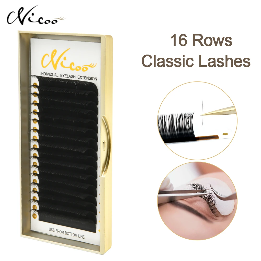 

NICOO 16 Rows Individuals Classic Lashes Eyelash Extension Mink Lashes Fluffy Soft Natural Eyelashes Individual Lashes Wholesale