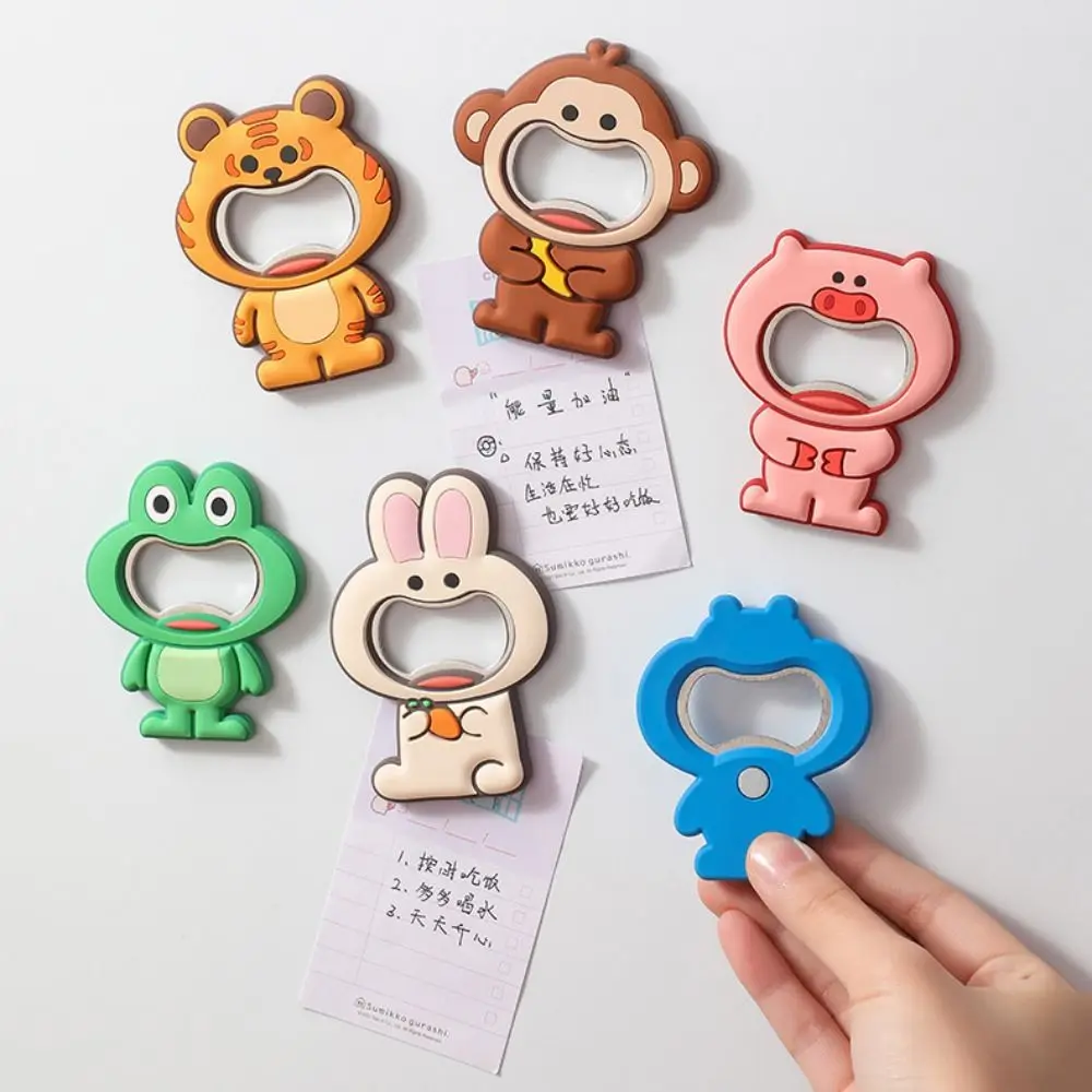 2pcs Home Decor Cute Animal Refrigerator Sticker Creative Cartoon Bottle Opener Multifunctional Soft Fridge Magnet Bar