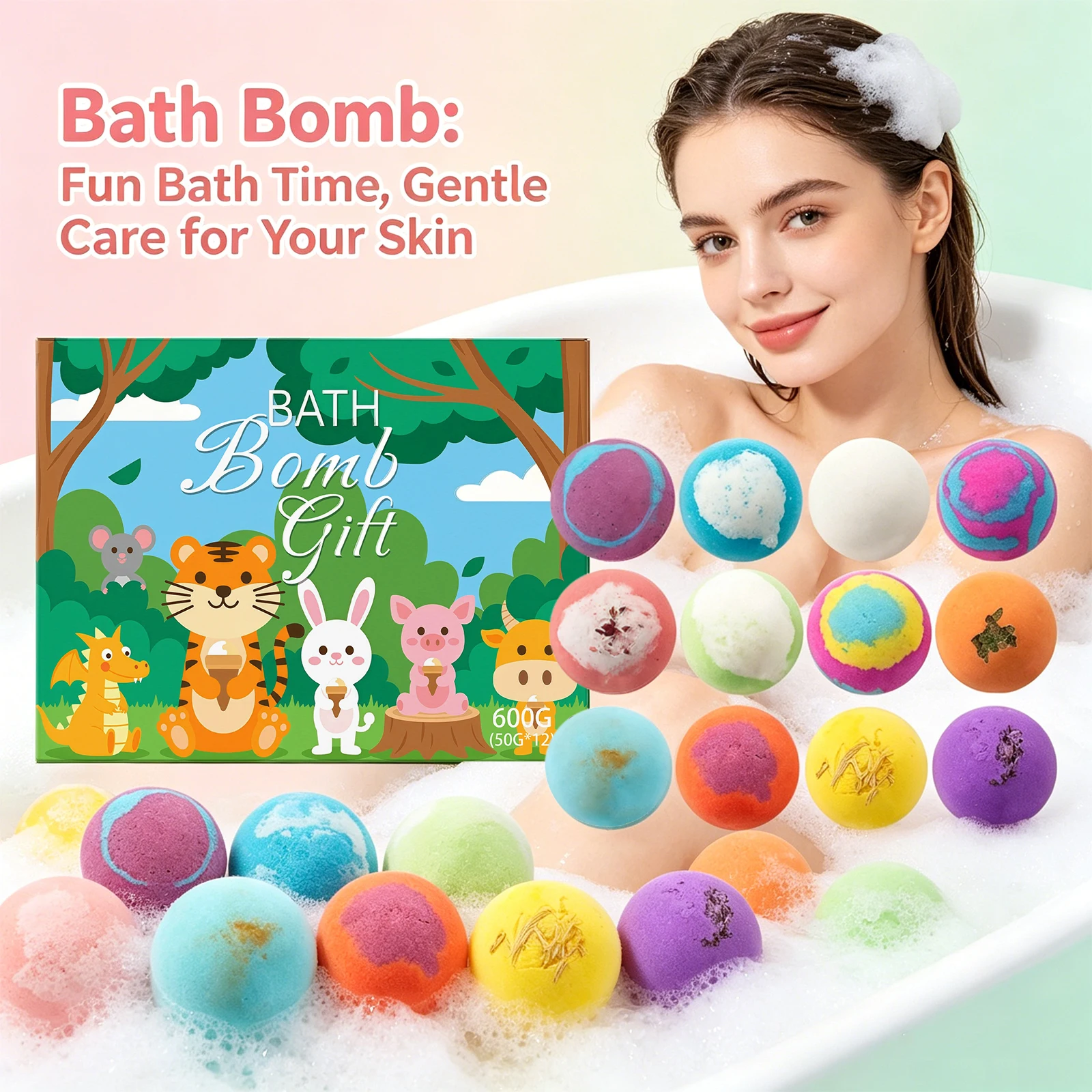 Children’s Bath Bombs Set Sea Salt Bath Essential Oils Softening Keratin for Foot Spa Bath Balls Relaxing Gift Box for Women Men