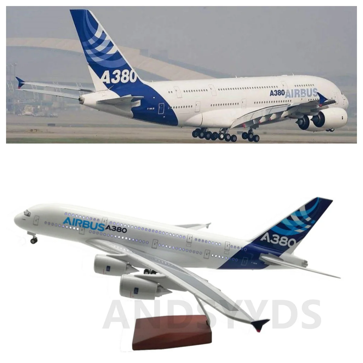 

Display Toy 1:160 Scale 46CM Model Airplane Airbus A380 Prototype Airline With Light and Wheel Diecast Resin Plane Collection
