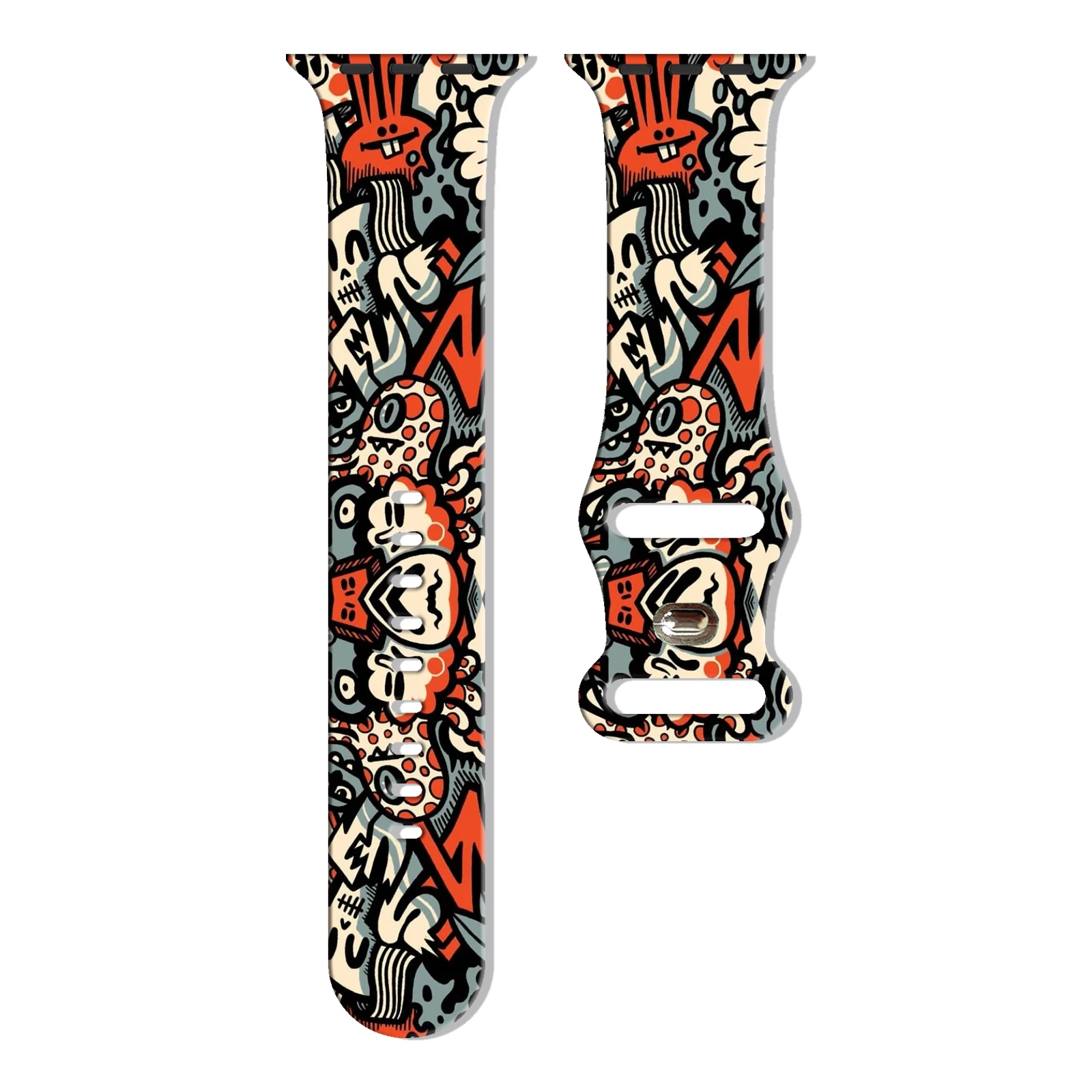 

Strange graffiti Series for Apple Watch 10 9 8 7 Silicone Band Replacable Bracelet for iWatch 46mm 42mm 41mm 40mm Watchband