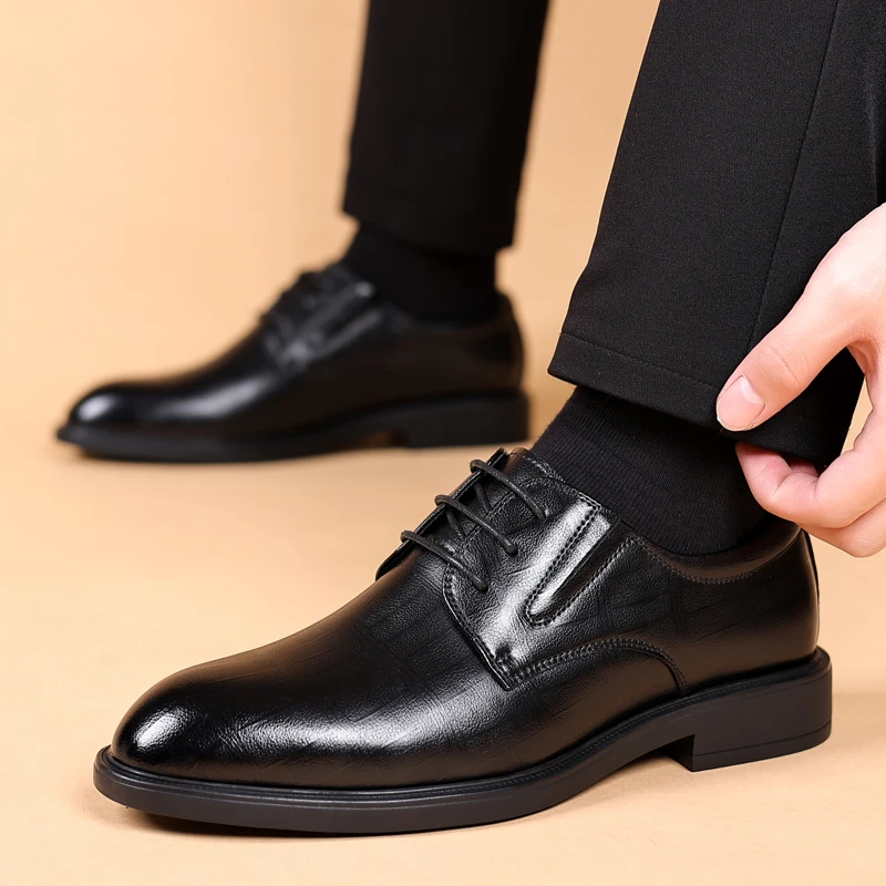 

YUYIN Men's Dress Shoes Increasing Shoes Style Suitable for All Seasons Business Formal and Wedding Groom Shoes Thick Sole