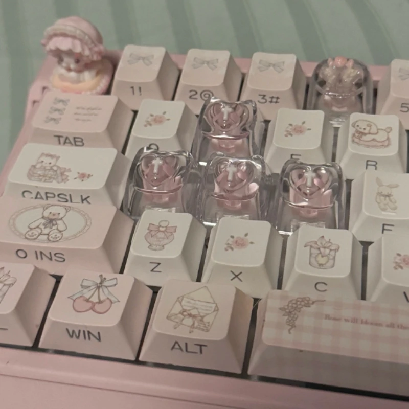 Love Transparent Theme Keycaps Set 3D Resin MOA Profile Custom Original Handmade Arrow Keys Keycaps for Mechanical Keyboard DIY