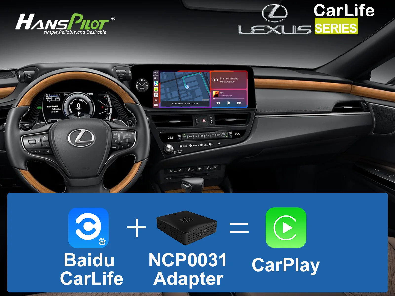 Baidu Carlife Carlife com fio para CarPlay, Caixa de Streaming sem fio, Toyota , Honda, Lexus, Mazda, Geely, Chery, carro chinês, NCP0031