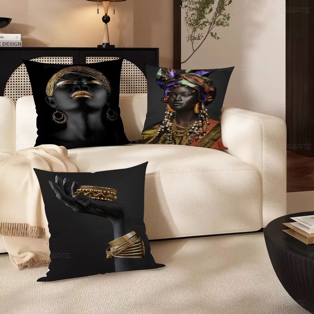 African Woman Pillow Gift Home Office Decoration Pillow Bedroom Sofa Car Cushion CoverPillow Case