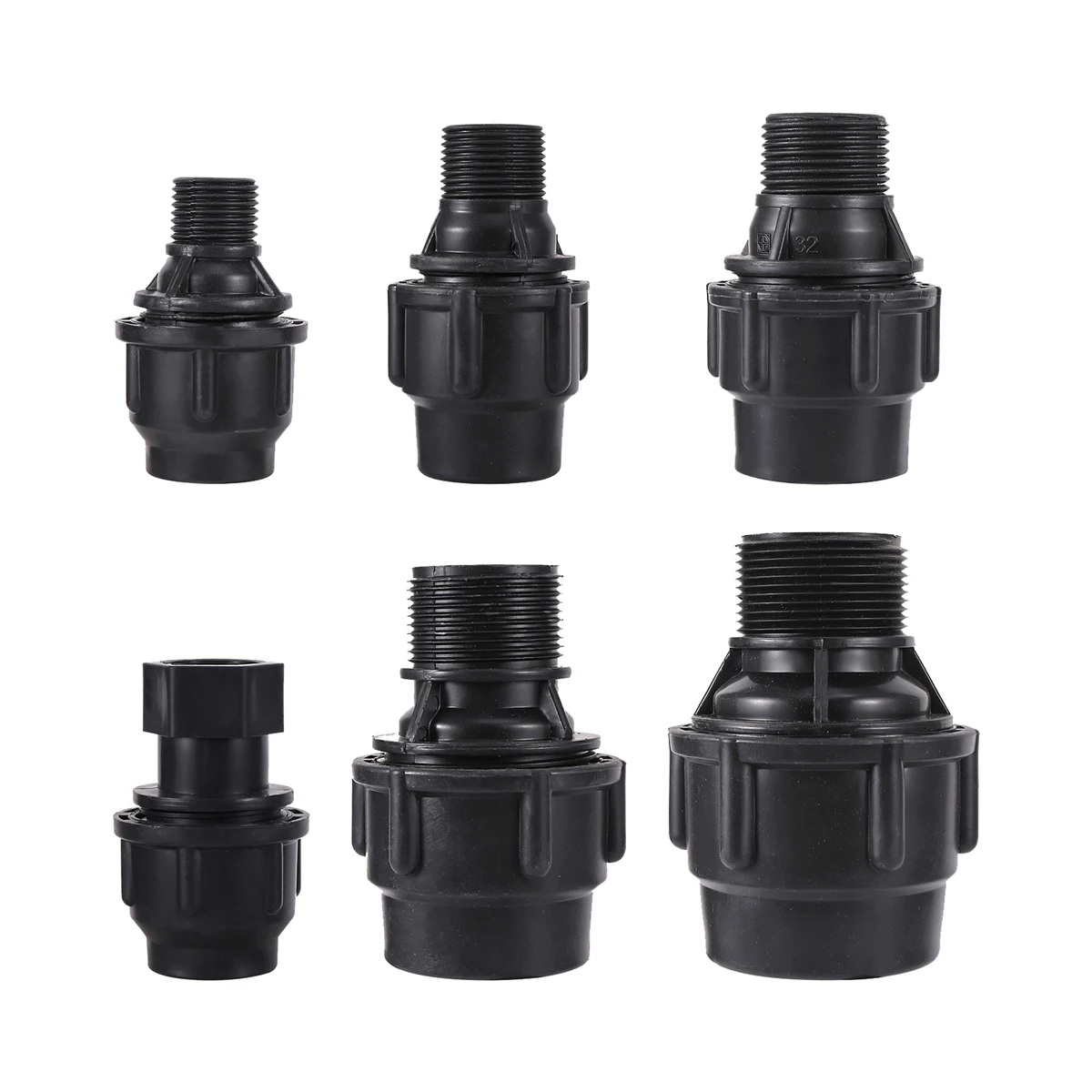 

Water Pipe Fittings 1/2" 3/4"1"1.2"1.5" Male Thread Black Quick Joint 20/25/32/40/50mm Straight Reducing Coupling Watering Tool