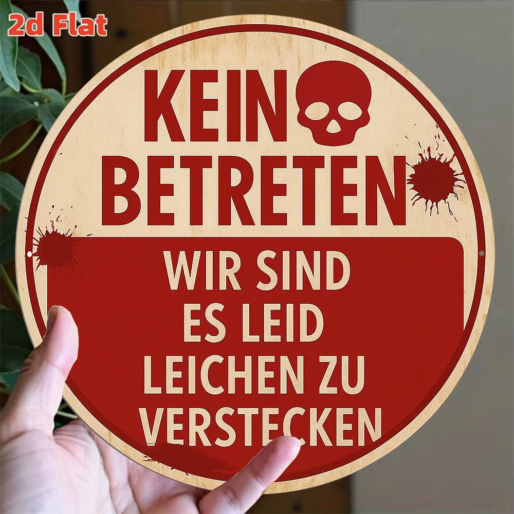 2D Flat - A 2D Flat Round Sign Measuring 8*8 Inches/20X20 Cm, Featuring a Vintage Decoration Plaque with The Message 'No Entry'