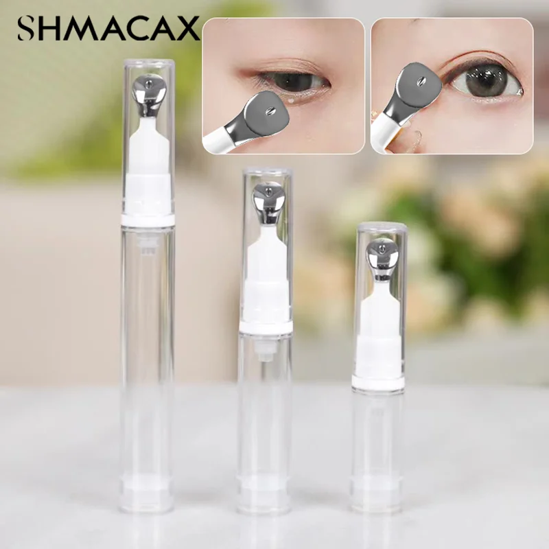 Luxury Plastic 5/10/15ml Eye Gel Cream Container Flat Applicator Airless Eye Cream Bottle With Metal Tip Head