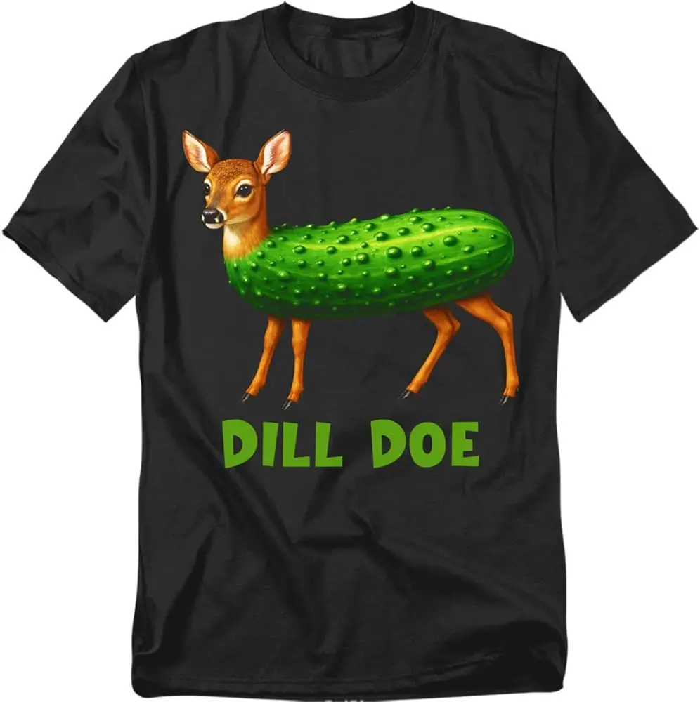 Deer Dill Doe T Shirt – Funny Pun Hunting Humor Tee For Men Or Women, Unisex Adult 100% Cotton Trendy Y2K Short-Sleeve Tee-Soft,