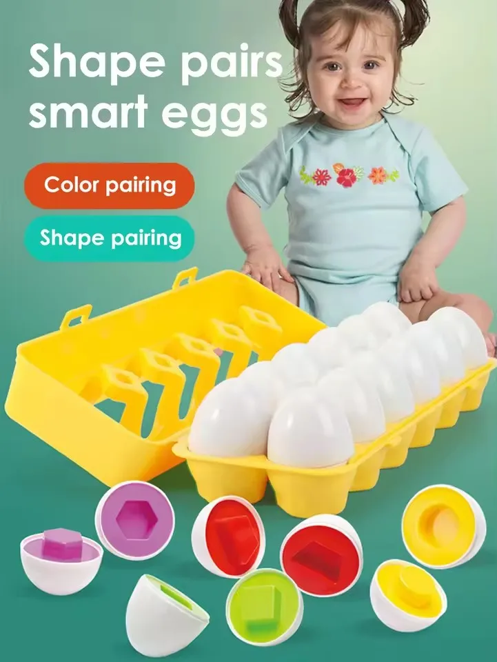 | 6Pcs Baby Smart Eggs Montessori Educational Toys For Children Color Shape Matching Recognize Toddler Intelligent Learning