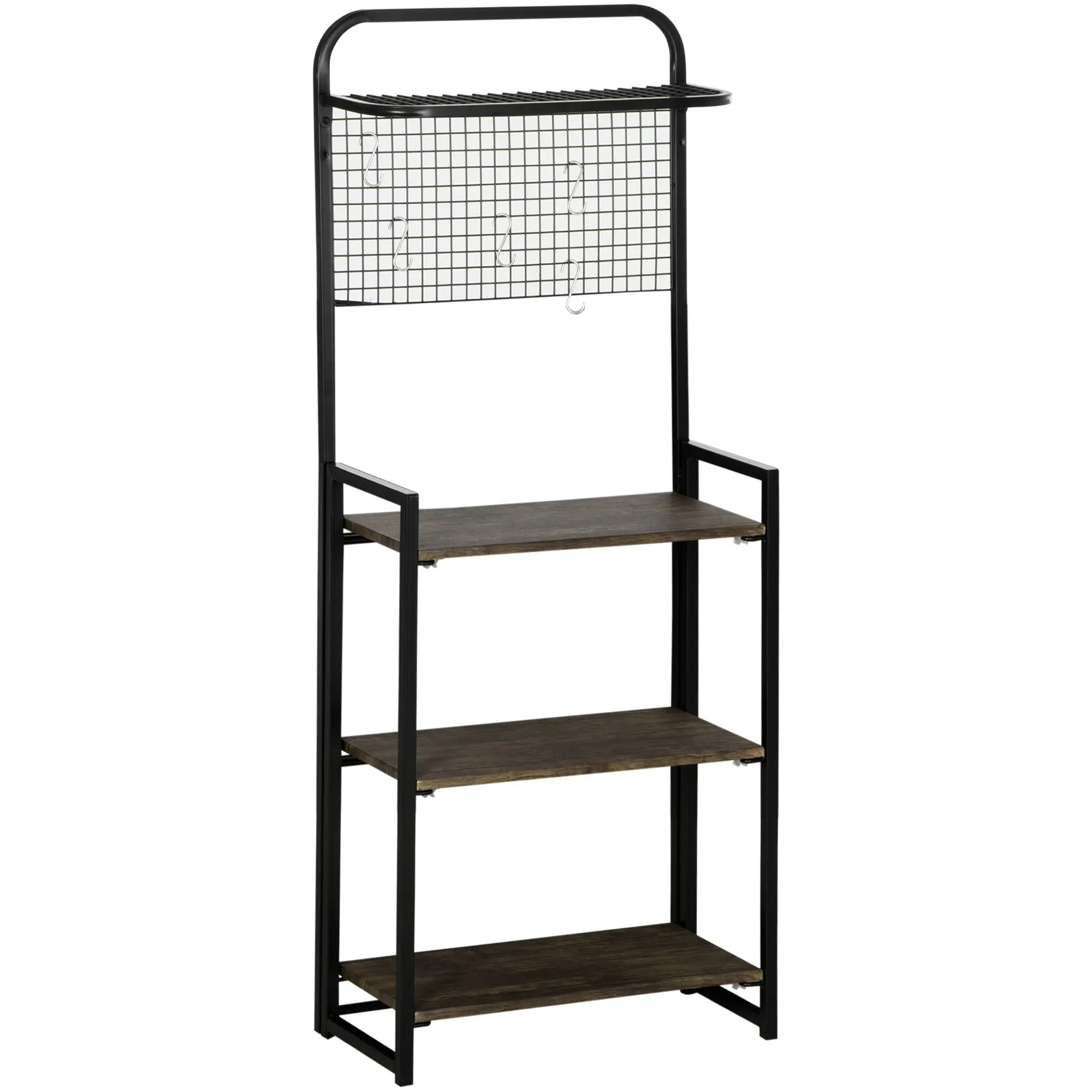 HOMCOM 4 level folding kitchen rack with 5 hooks 60x30x150 cm