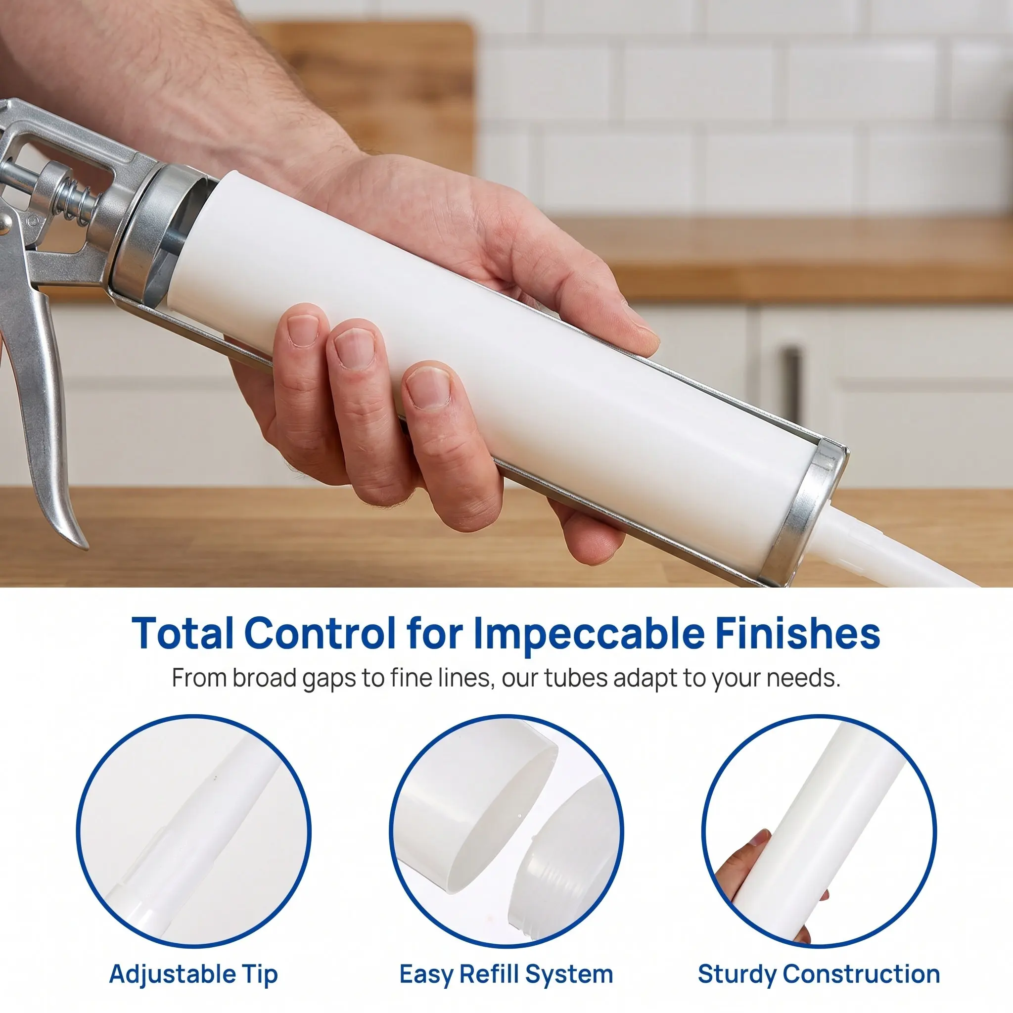 5Pcs Empty Refillable Plastic Caulk Tubes Sealant Cartridge for Home Improvement Construction Repair Tool Durable DIY Supply