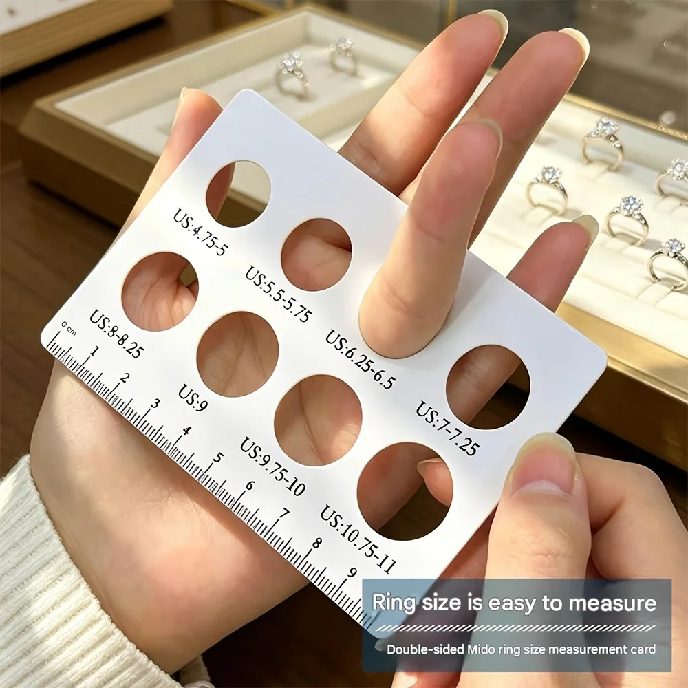 2pc/5pc/10pc Ring Size Measuring Cards PVC Double Sided Card Accurately Determine Finger Diameter and Standard Ring Sizes