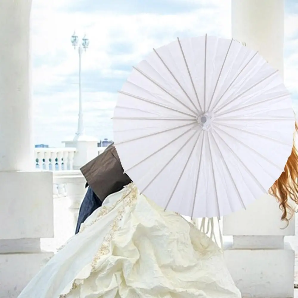 1 قطعة ضياء 20/30/40/60 سنتيمتر ورقة مظلة التقليدية الأبيض DIY بها بنفسك اليدوية اللوحة لوازم مقبض طويل فارغة التصوير الدعامة #3