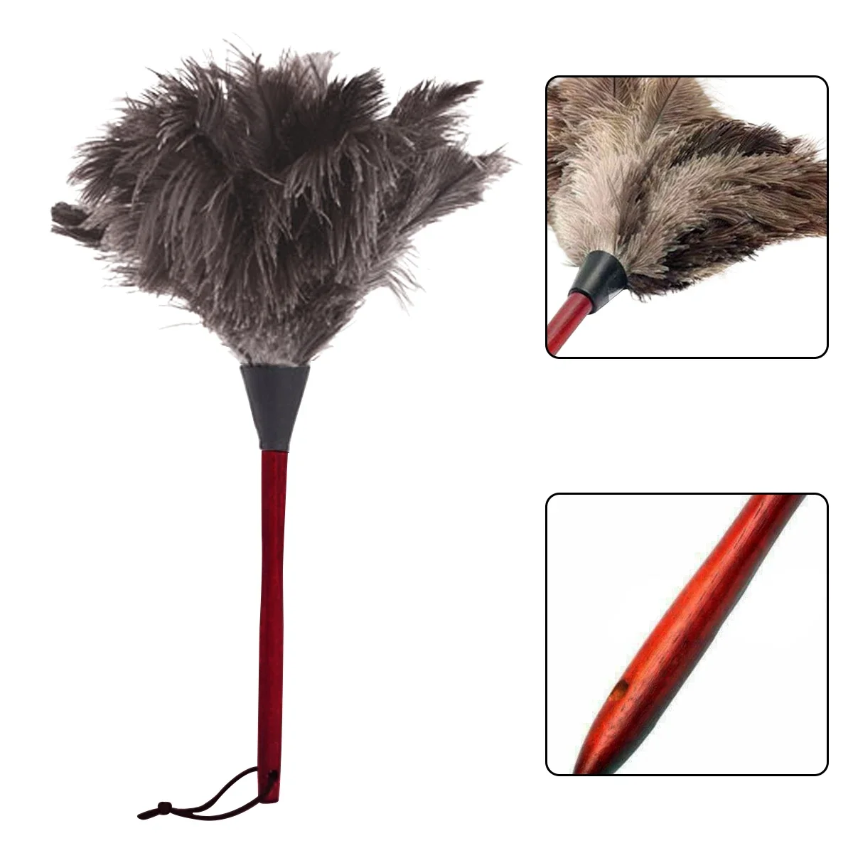 1 PC Anti-static Ostrich Natural Feather Brush Duster Dust Wooden Handle Cleaning Tool Household Furniturer Car Dust Cleaner