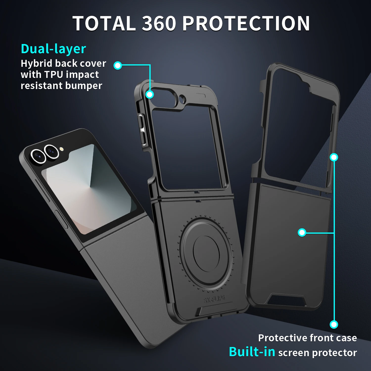 Funda de teléfono de protección mate delgada oficial Original de lujo Samsung Galaxy Z Flip 6 5 4 para carga inalámbrica cubierta a prueba de golpes