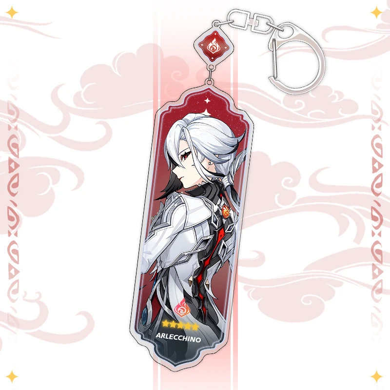 Anime Keychain Furina Hutao Sandrone Mualani Kinich Interlayer Key Chain Accessories Cute Bag Pendant Key Ring for Fans Gift