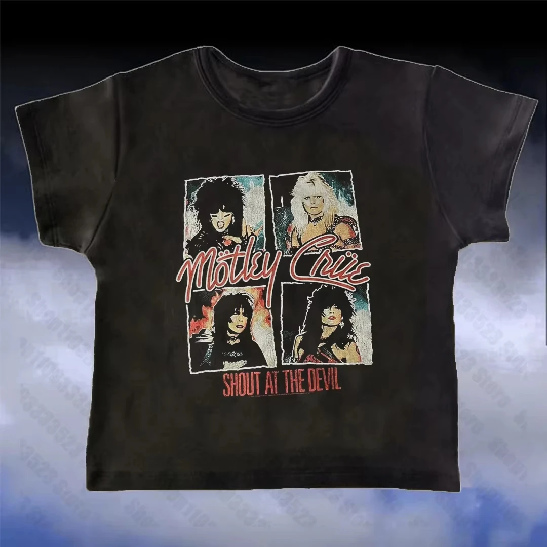Camiseta con Estampado de Póster Clásico de la Gira por Estados Unidos de Motley Crue de Hot Rock Punk 83, Estilo Urbano, Talla Grande, Algodón, Nueva Camiseta de Verano para Hombre y Mujer