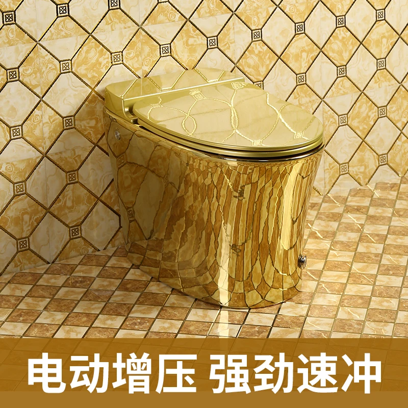 European style golden pulse toilet, luxurious water-saving, no water tank toilet, creative tycoon golden toilet, color toilet