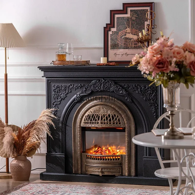 

FG40French retro fireplace cabinet villa sofa side home living room fake fire heating decoration wedding photography shooting pr