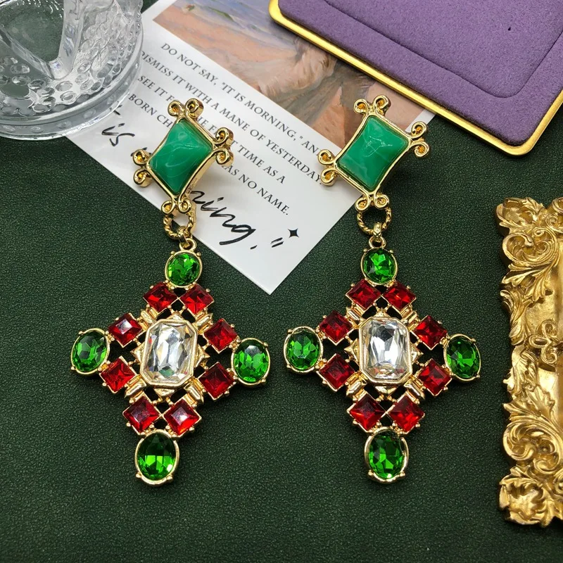 

Vintage Medieval Jewelry Set for Women Palace Color Earring Daily Lady's Statement Wedding Evening Dress Accessories