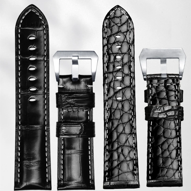 FUYIJIA Custom P-anerai Crocodile Watchbands Double Sided Alligator Skin Strap 26MM 24MM 22MM 20MM Handmade Genuine Leather Belt