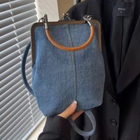 Vintage Style Women Handbag Blue Black Brown Versatile Designer Shoulder Bag PU Leather Ladys Denim Purses Crossbody Bags