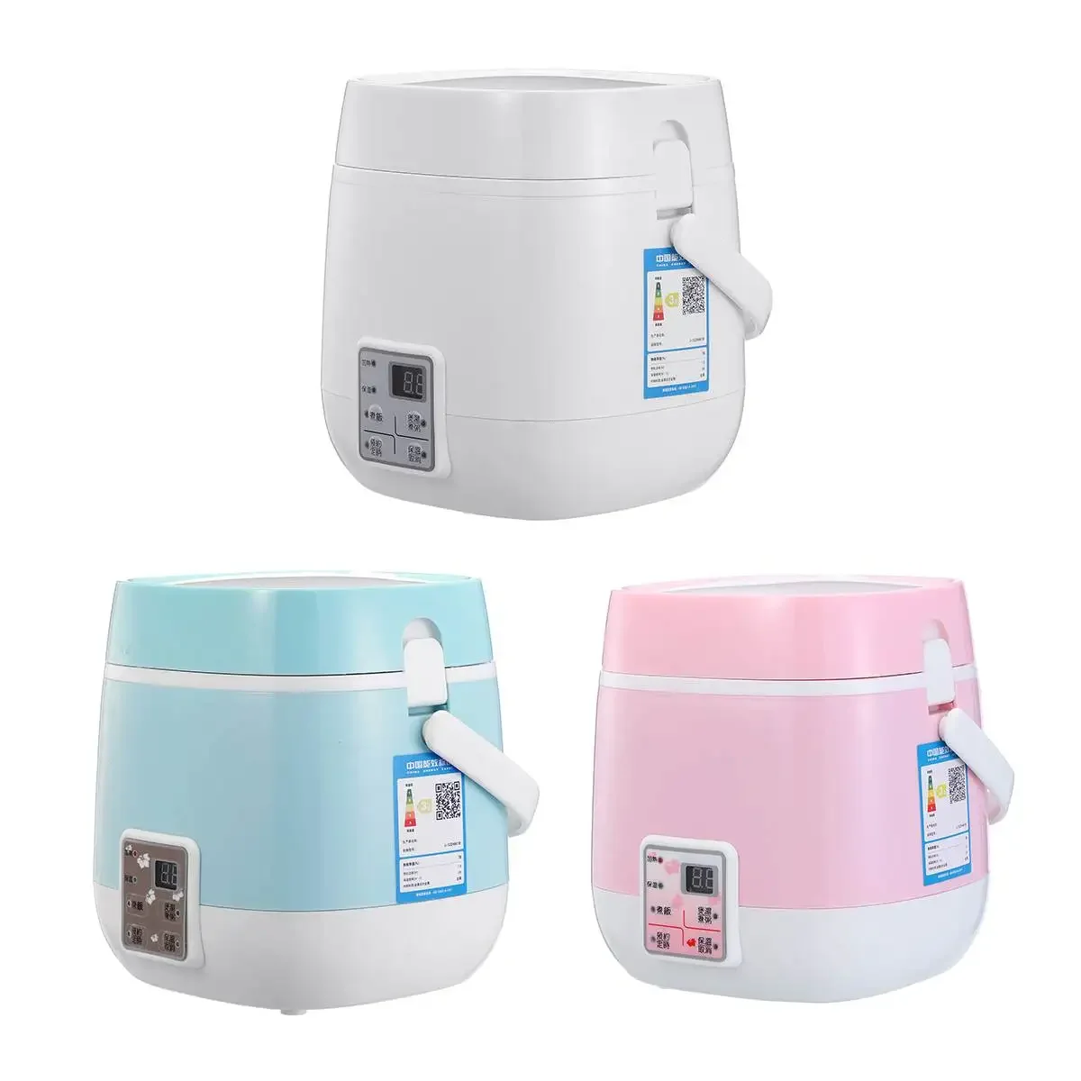 200W Mini Rice Cooker 1.5L 2 Layer Car Trucks Electric Soup Porridge Cooking Machine Food Steamer Warmer Fast Heating Lunch box