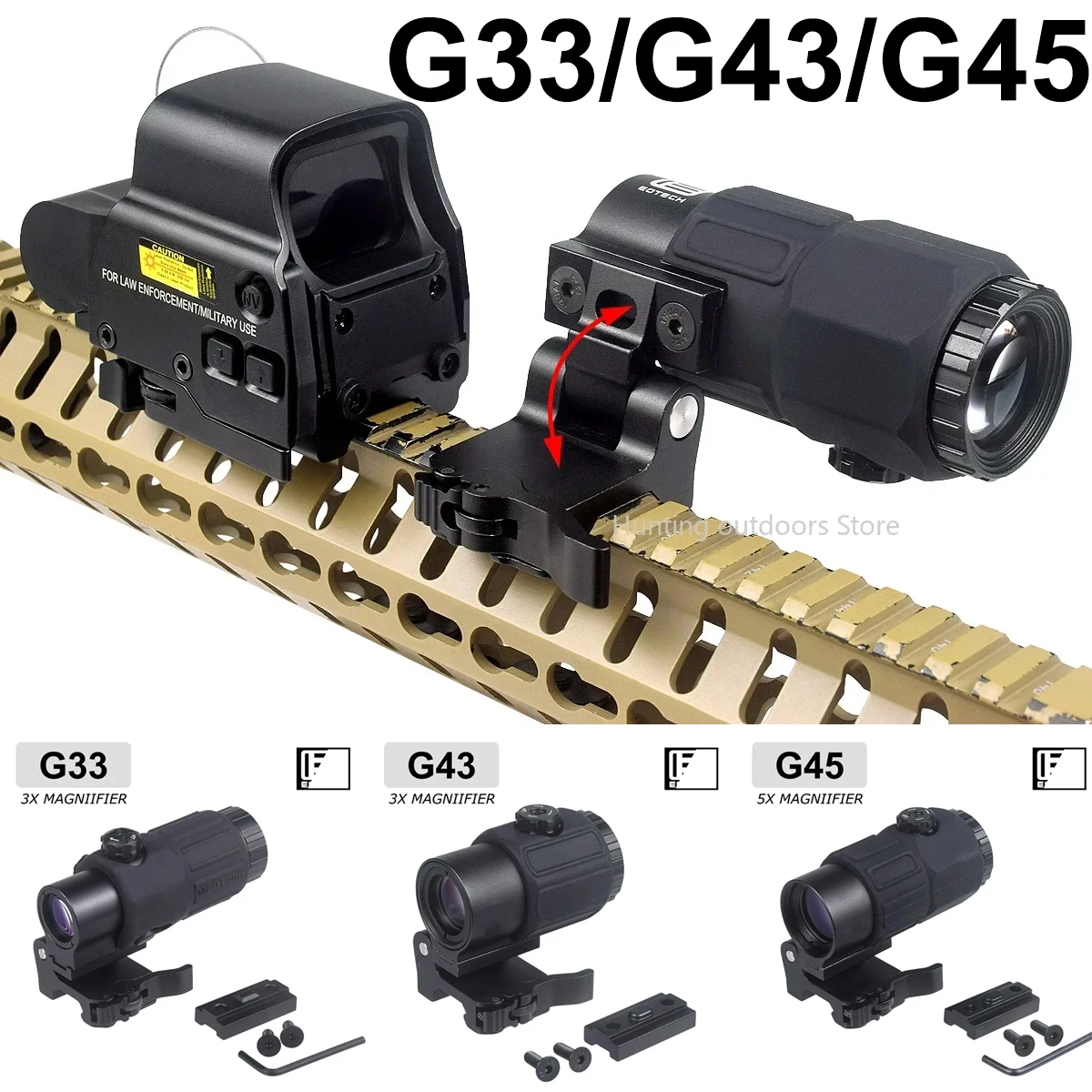 G33 G43 G45 3X 5X المكبر نطاق البصر البصري الوجه الجانب Picatinny السكك الحديدية جبل و QD-Lever 558 ريد دوت البصر التكتيكية الصيد Refle