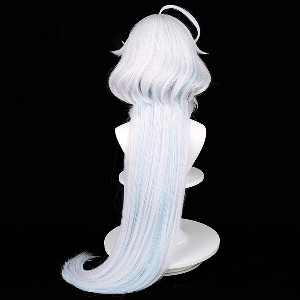 RANYU Genshin Impact Focalors Wigs Furina Synthetic Long Straight White Blue Mix Game Cosplay Hair Wig for Party