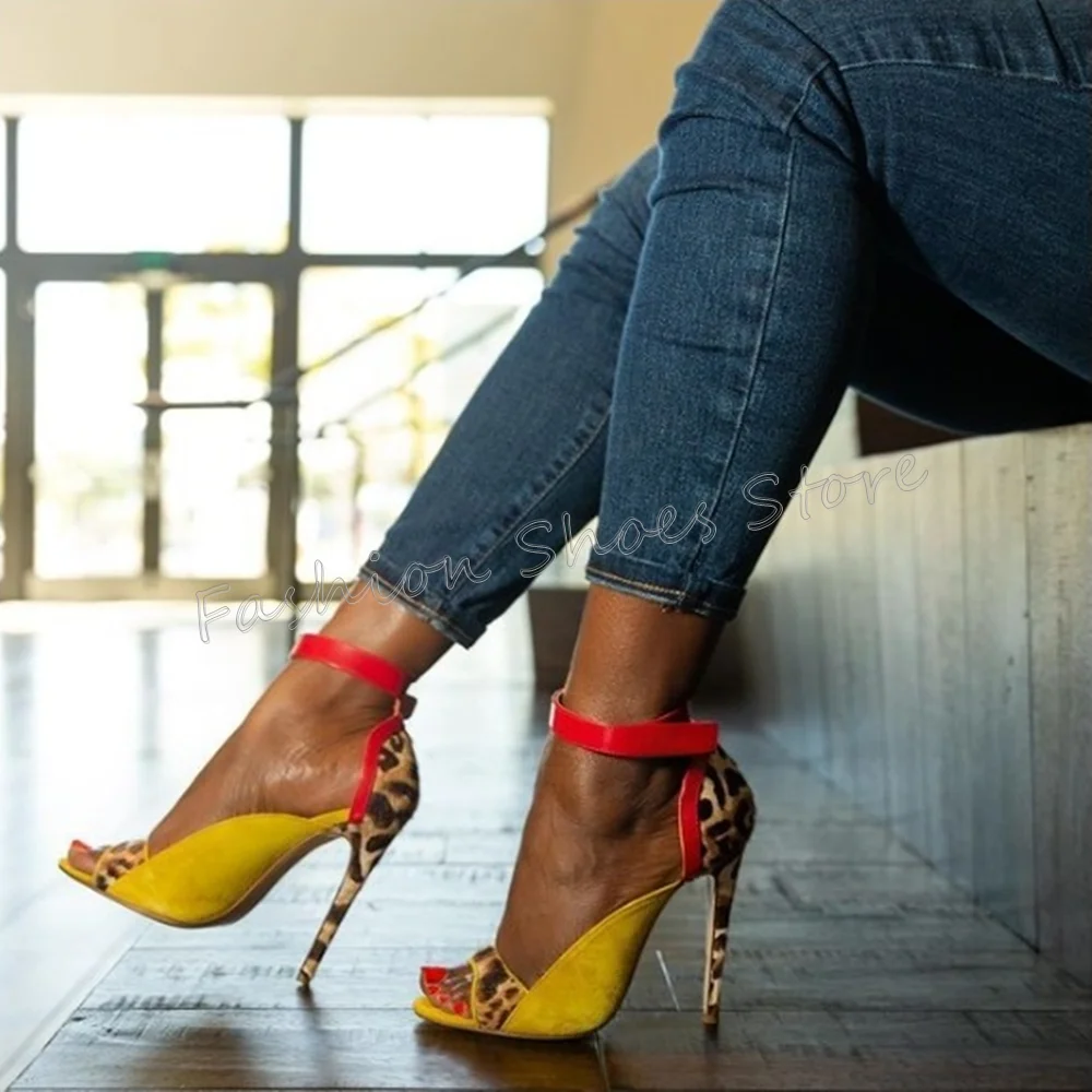 

Mixed Color Ankle Strap Open Toe Sandals Stilettos High Heels High Heel Shoes for Women Sexy Heels 2025 New Zapatos Para Mujere