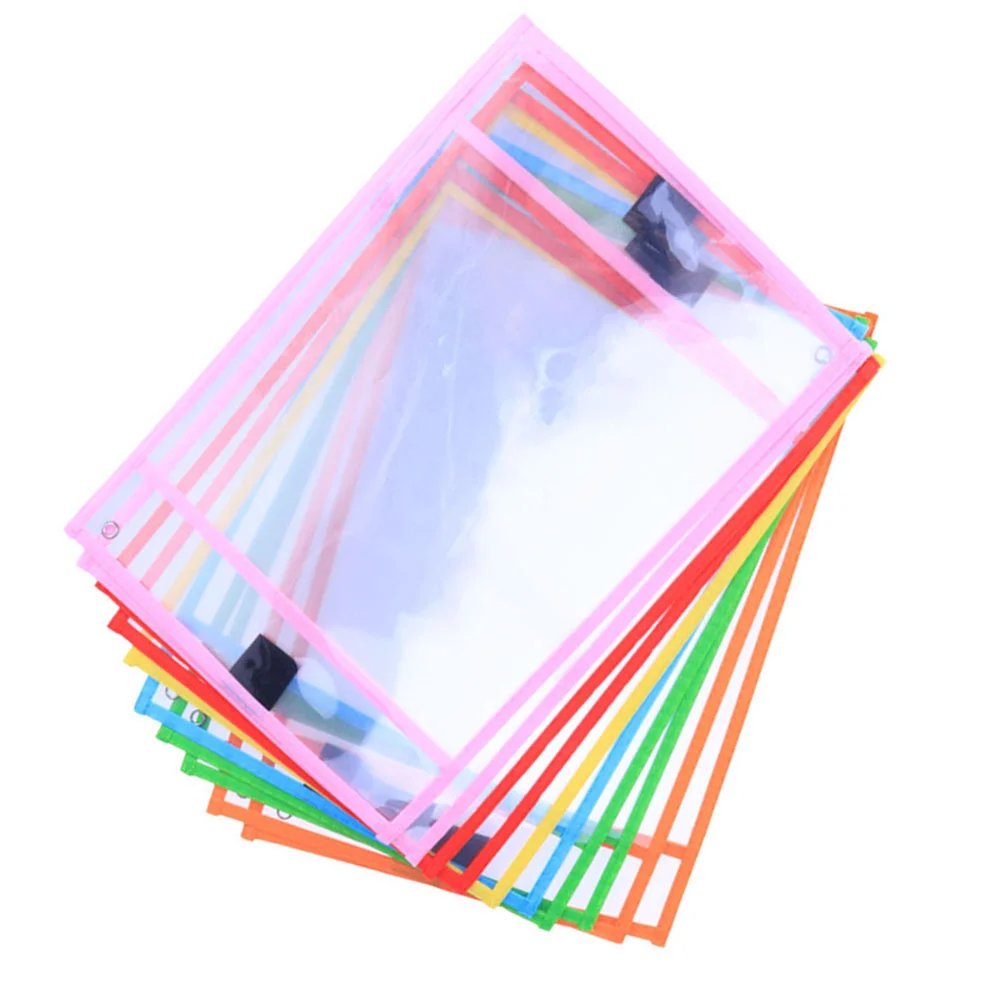 

8 Pcs Erasable File Bag Reusable Sheet Protectors Bill Pockets Holder Dry Erase Sleeves Pvc Office Washable Folders