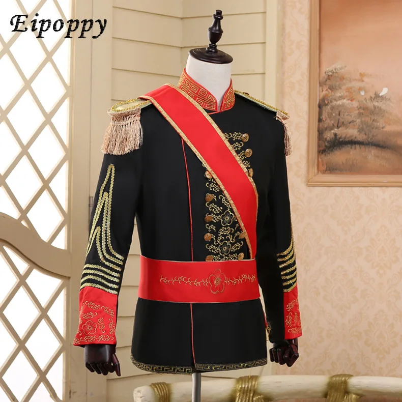 Dress Costume Performance Black and White Men's European Stage Drum Guard of Honor Costume Studio